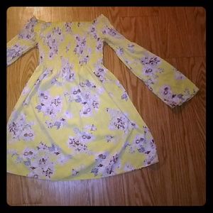 Yellow floral off shoulder dress size small